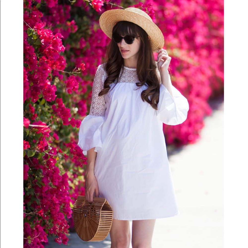 Eyelet bell sleeve dress